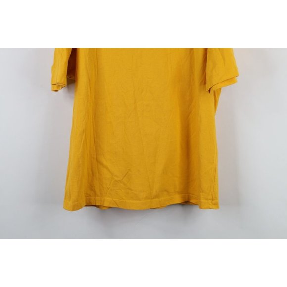 Vtg 90s Spalding Mens Large Spell Out Fire Flames Short Sleeve T-Shirt Yellow - Picture 12 of 12
